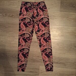 Fashion Nova Paisley Print Leggings Pink, Orange, Black Stretchy
